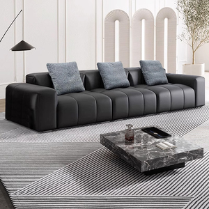 极简像素沙发头层真牛皮沙发直排客厅轻奢爆款saba设计师模块沙发