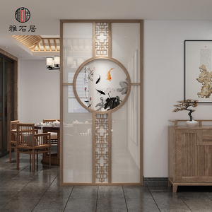 新中式镂空雕花格实木屏风装饰隔断客厅书房茶空间入门玄关隔断墙