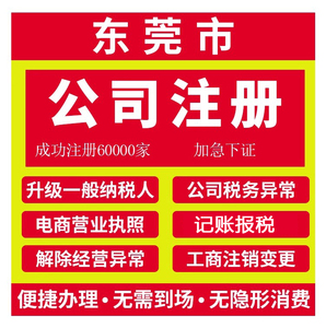 东莞广州公司注册工商减资代理记账电商营业执照变更注销个体户