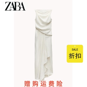 ZA女装 夏季新品时尚不规则设计亚麻垂褶无袖连衣裙 2965120 250