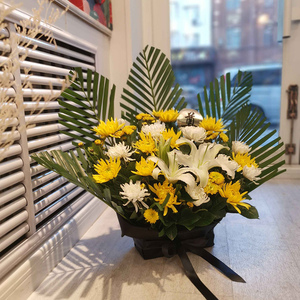 清明节黄白菊花鲜花速递同城配送祭祀花篮全国送北京上海广州杭州