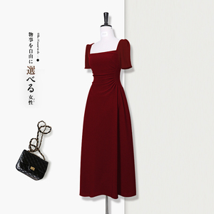 红色连衣裙女法式赫本风高端订婚礼服日常可穿小红裙遮肚子早春夏