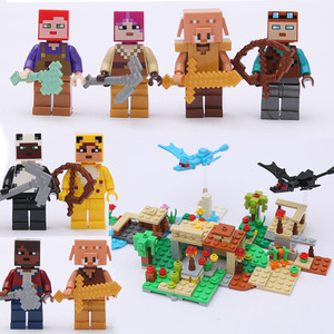 我的世界新款森林熊猫人仔乐高丛林动物拼装积木儿童小盒装玩具