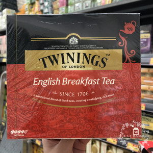 香港代购英国TWININGS川宁英国早茶红茶袋泡茶茶包50包入盒装100G