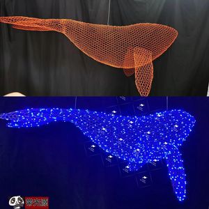 铁网鲸鱼灯鱼形状灯超市商场吊灯海豚灯海洋风工程定制动物形状