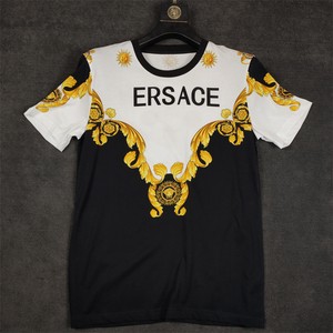 欧美潮牌夏季新品瓦萨琪男装t恤圆领短袖修身青年社会半袖百搭tee