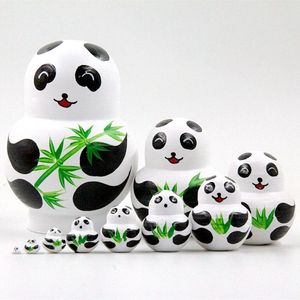 俄罗斯套娃10层小号熊猫纯手工木制玩具女生节日礼物创意摆件