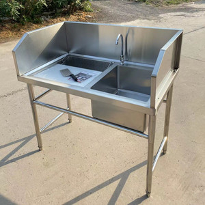 超市不锈钢杀鱼台池水果切配台鸡鸭宰杀台刨鱼台水槽带水池操作台