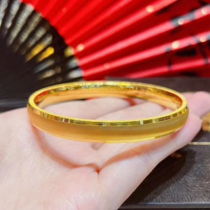 cnc黄金手镯实心50克时尚2022年新款9999足金镯子扁款女士正品