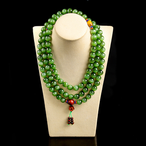 美世来直播间专拍天然俄罗斯和田玉碧玉项链手链圆珠猫眼佛珠链