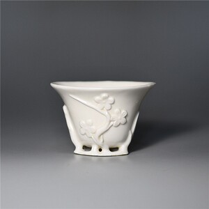 古玩古董老物件清代早期德化白瓷梅花杯德化窑老瓷器收藏德化茶杯