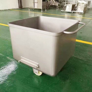 304不锈钢肉料车 200l熟食肉桶车 肉类物料周转车 肉馅腌制料斗车