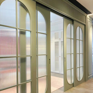 推拉门法式复古长虹玻璃卧室门定制奶油风简约厨房客厅阳台门移门