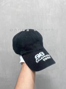 【骞小弟studios】Balenciaga/巴黎世家 黑色泼墨字母棒球帽 帽子