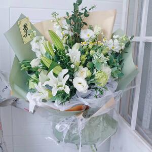 清明节菊花手捧花扫墓花束坟前花祭奠花祭祀用品鲜花束扫坟a026专