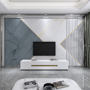 电视背景墙壁纸大理石几何线条卧室客厅简约现代装饰轻奢墙布