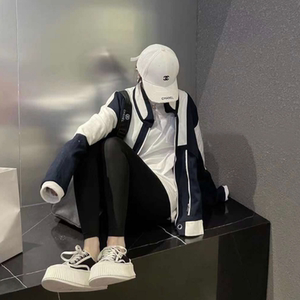 早秋外套女韩版立领拉链上衣运动休闲棒球服宽松百搭炸街潮牌高街
