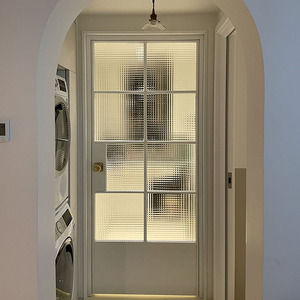 新款白色极简门复古厨房老钢窗铝合金卫生间平开门推拉马赛克玻璃