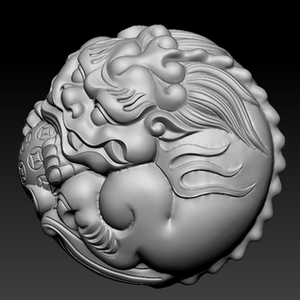 三维立体图圆雕图图纸stl文件铜钱绣球貔貅雕刻机图纸3d模型1394