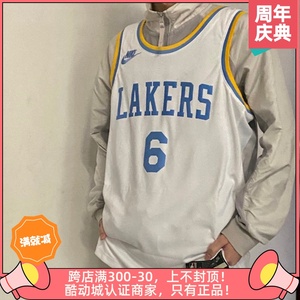 nike耐克 詹姆斯湖人队6号复古限定白色sw篮球服球衣 do9448-101