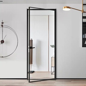 定制北欧窄边框平开门厨房卫生间厕所门钛镁合金极窄长虹玻璃隔断