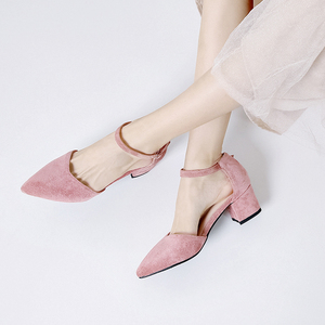 ins女鞋显瘦粗跟