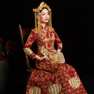 000人付款淘宝唐嫣秀禾服女龙凤褂凤冠霞帔婚纱