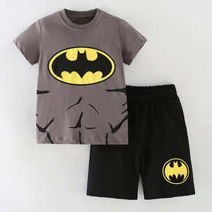 男童蝙蝠侠短袖T恤休闲短裤两件套儿童纯棉夏装宝宝半袖上衣套装2