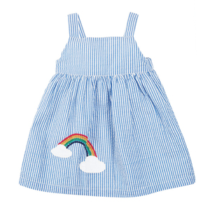 女童夏装吊带连衣裙宝宝沙滩裙2022新款小童露背无袖凉快裙子条纹