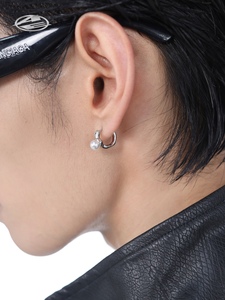 ARGUE AE小众圆弧耳钉珍珠设计耳环无性别高级感圆圈耳扣潮流耳饰