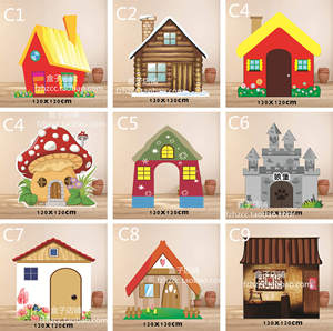 定制kt板学校假山大树森林背景儿童话情景舞台剧舞蹈表演布景道具