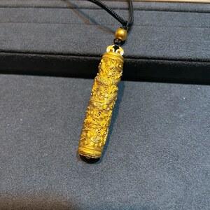 龙柱黄金项链男9999足金盘龙柱生肖吊坠男款 属龙纯金挂坠子送礼