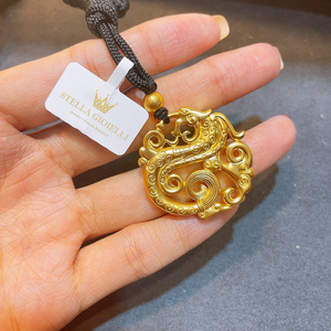 76克】足金999古法黄金龙形吊坠生肖龙挂坠男士款项坠个性