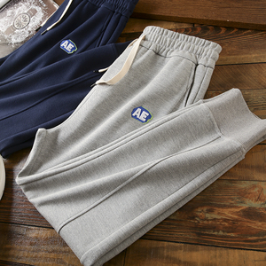 春秋新款六角珠地网眼面料!抽绳松紧休闲裤男潮