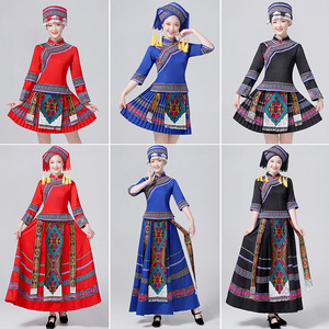 新款少数民族服装女成人广西壮族三月三舞蹈服饰苗族演出服土家族
