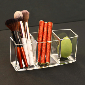 纳装精品透明亚克力化妆刷筒美妆工具收纳盒眉笔梳子牙膏大格展示