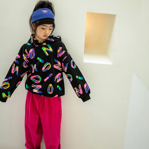 麦哈派童装22年春秋新款女童卫衣孩子女上衣时尚休闲裤子