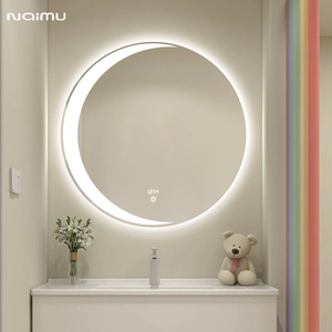 圆形智能浴室镜子卫生间挂墙创意月亮形儿童发光灯镜洗手台化妆镜