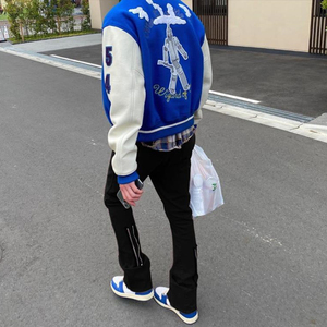 欧美高街kenijima喇叭裤子男美式设计感小众拉链机能vi