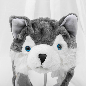 哈士奇帽子可爱抖音网红冬季保暖帽小狗狗耳朵帽子万圣节派对头套