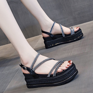 凉鞋女2022年夏季新款女鞋厚底内增高时尚外穿百搭运动罗马松糕鞋