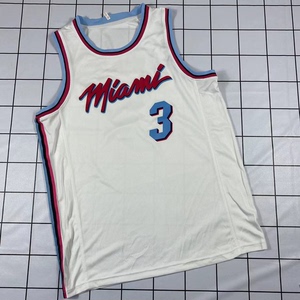 热火城市版白色南海岸3号韦德篮球衣热压篮球训练服比赛背心定制