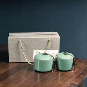 青瓷茶叶罐陶瓷密封罐套装礼盒包装碧螺春绿茶红茶大红袍空盒通用