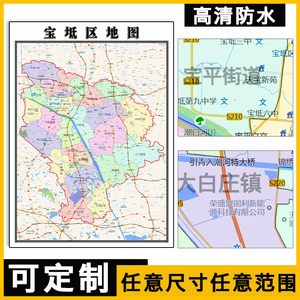 宝坻区地图1.1m可定制天津市行政信息交通路线划分高清贴图新款