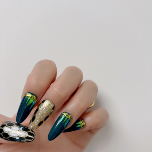 穿戴甲欧美辣妹高级定制超a个性手绘潮牌蛇纹可拆卸蛇头假指甲片