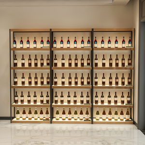 酒庄靠墙售货陈列架商用实木落地葡萄酒红酒柜酒庄白酒专用展示架