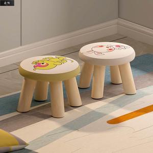 十二尚创实木换鞋凳卡通布艺小凳子沙意凳茶几小板凳儿童发