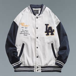 潮牌la棒球服男春季情侣新款韩版潮流百搭 ins潮帅气夹克棒球外套