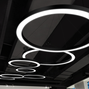 LED圆形圆环吊灯创意个性办公室店铺大堂工业风圆圈工程环形灯具