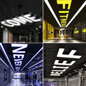 定制led字母吊灯健身房商场超市造型灯网咖理发店幼儿园异形灯具